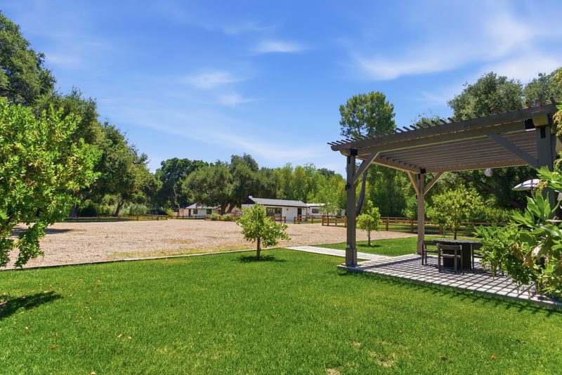 Rear yard, pergola and lawn